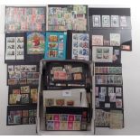 Boxed All-World mint/used stamp accumulation on stockcards & in packets; some Br Empire/C'wealth