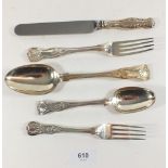 A matched silver plated Kings pattern cutlery set including Mappin & Webb plus other items