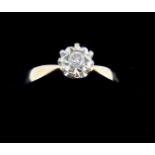 A 9ct gold ring set small diamond, size L, 2.3g