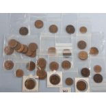 A quantity of copper/bronze halfpennies and pennies, 37 total Victoria through George V, pennies: