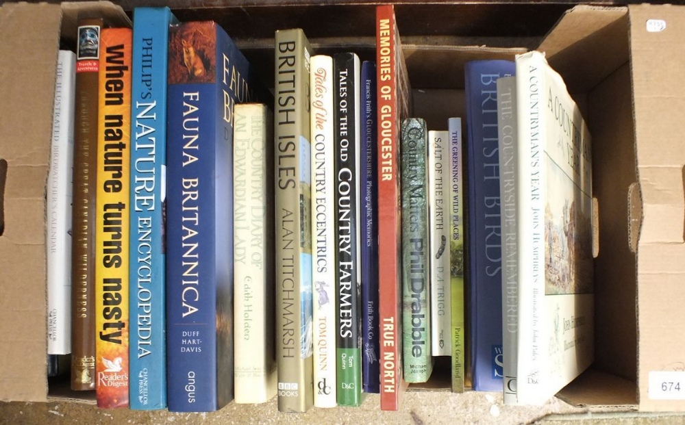 A box of books on a rural theme and natural history