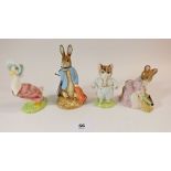 Four Royal Doulton Beswick Beatrix Potter figures consisting Jemima Puddleduck, Hunca Munca