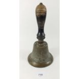 A WWII military hand bell 'A.S 1942'