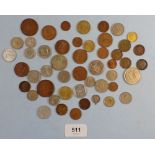 A quantity of miscellaneous world coinage including: British farthings, Channel Islands, Eire,