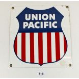 A Union Pacific Railroad enamel sign - 21 x 22cm