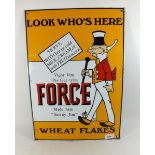 An enamel reproduction advertising sign for "Force Wheat Flakes" - 52 x 36cm