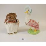 Two Royal Doulton Beswick Limited Edition figurines of Jemima Puddleduck and Mrs Tiggywinkle, no's