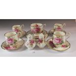 A Royal Albert 'American Beauty' part coffee set to include four cups and saucers, one tea cup and