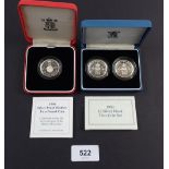 Royal mint issues of silver coins including: £2 proof two coin set (bill and claim of rights)