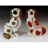 Two Victorian Staffordshire dogs, 22cm