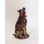 A lustred dog form fireside stand - no tools, 37cm