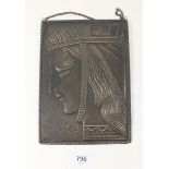 A Russian Art Deco style bronze finish brass plaque, with repousse decoration of a young girls