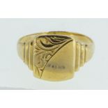 A 9 carat gold signet ring, size P, 2g