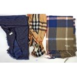 Three designer scarves by Gucci, Mulberry and Burberry