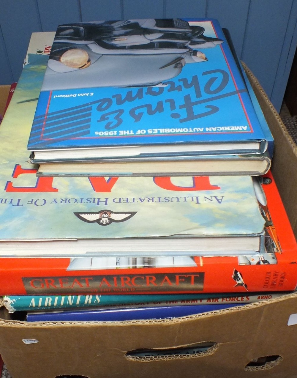 A box of books on aviation