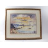 Two watercolours of May Hill and a lake by C J Hughes - 26 x 35cm