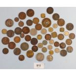 Miscellanous coins and tokens including examples: coins: sixpences, Jersey 1923 and 1911, USA: 5