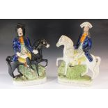 A pair of 19thC Staffordshire flat back figures of Tom King and Dick Turpin, 30cm
