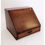 A mahogany table top slope front bureau top with fitted interior and drawer under - 35cm tall x 44cm