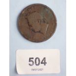 A George IV penny (second issue 1825-30) coin is scarce, date: 1827 would be plain saltire -