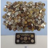 A quantity of world coinage 19th and 20th century some silver content, approx 3 kilos examples: