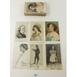 Postcards: Stage celebrities including Sir Henry Irving, Sarah Bernhardt, Gertie Miller etc. good