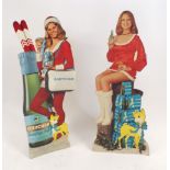 Two Babycham advertising cut out figures measuring approx 74cm high each