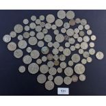 A quantity of cupro-nickel, pre-decimal British coinage including: sixpences, shillings, two