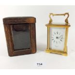 A brass carriage clock by Bernard Freres of Bicester engraved presentation, cased