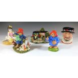 A selection of five collectable ornaments to include Coalport Paddington figurine, Doulton