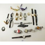 A collection of approximately 20 gentlemans vintage wristwatches and parts