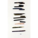 Various vintage fountain pens to include Burnham, Watermans etc.