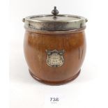 A biscuit barrel made from mahogany from SS La Marguerite