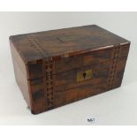 A Victorian walnut and marquetry work box - 25 x 15 12cm