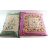 Two vintage embroidered cushions