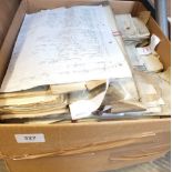 A box of legal documents relating to Herefordshire including title deeds, leases, tax documents,