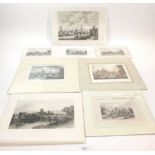 Eight various engravings of Hereford City 1760-1800