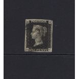 GB: QV Penny 1d Black Plate 5 'R C', 4 margin, Black MC, SG 1 Cat £350.