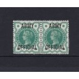 GB: QV "Jubilee Issue" Halfpenny 1/2d Blue-green 'Army Official' mint pair, one with short first 'I'