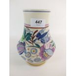 A Poole floral table lamp painted birds, 20cm tall