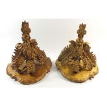 A Victorian pair of gilt wood and gesso brackets with fern leaf supports - 20cm