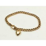 A 15 carat gold child's bracelet with heart charm, 3.8g