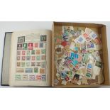 "Meteor" stamp album of mint & used GB & ROW defin & commem, QV-QEII, plus loose stamps in box.