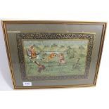 An Indian watercolour tiger hunting scene, 21 x 31cm