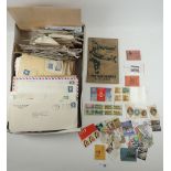 GB & ROW: box full of entires & covers, mostly from 1950s-70s. In addition, "Whirlwind" stamp