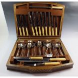A six place setting silver plated canteen of cutlery boxed