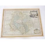 An 18th century map of Herefordshire by Eman Bowen, 51 x 69cm
