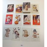 Postcards: G Studdy 'Bonzo' cards - selection with various themes noted (a.90)