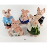 Five Wade Nat West pig money boxes