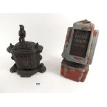 A Victorian cast iron tobacco jar and a Greenhouse lantern